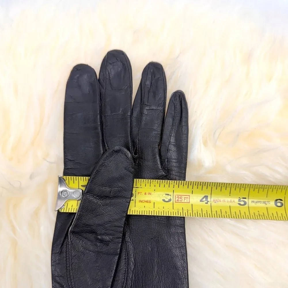 Vintage Long Washable Leather Gloves Dark Brown Silk Lining Made in France 7 1/2